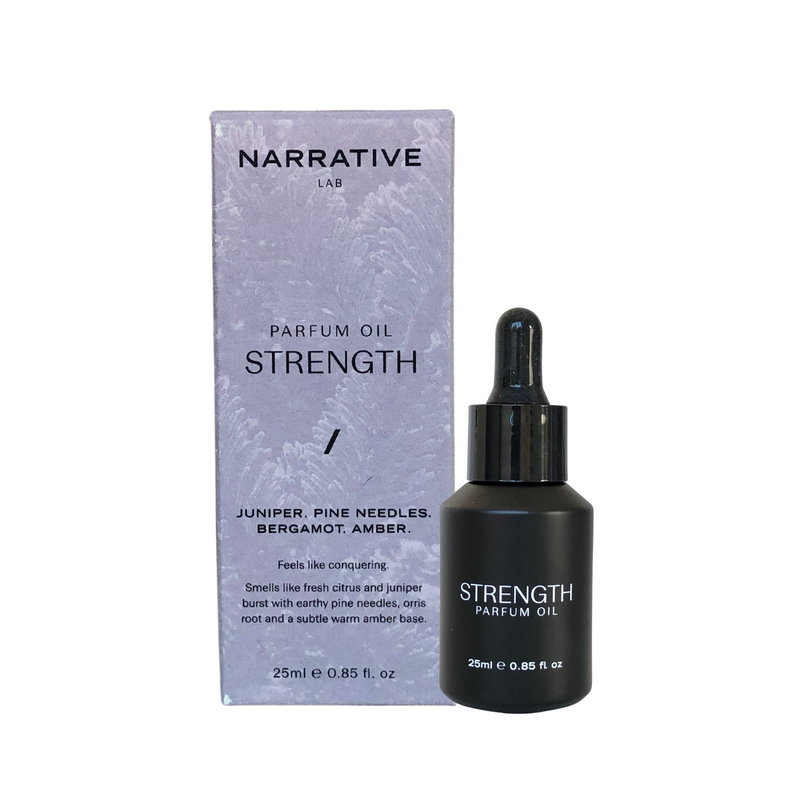 Narrative Lab Fine Fragrance Parfum Oil, Strength Dropper Bottle, No parabens, no phthalates,  no alcohol, Plant-based oil, vegan friendly perfume. Smells like fresh citrus and juniper burst with earthy pine needles, orris root and a subtle warm amber base.