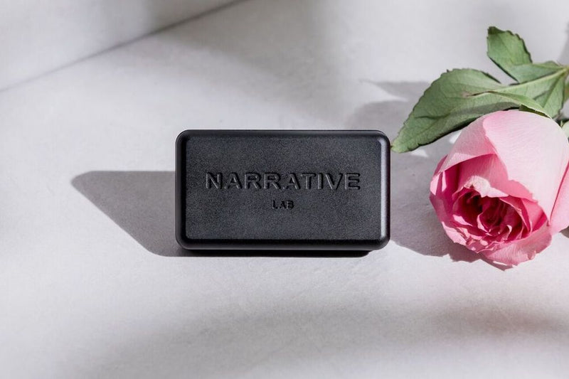 Narrative Lab Fine Fragrance Solid Perfume, Rose Above Solid Perfume, No parabens, no phthalates, no alcohol, Plant-based wax that is vegan friendly. Smells like wild berries with fresh rose, magnolia and woody patchouli base tones.